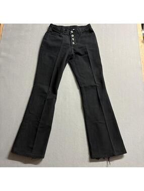 Eunina Vintage Flare Jeans Womens 7 Black High Rise Button Fly Denim Made in USA